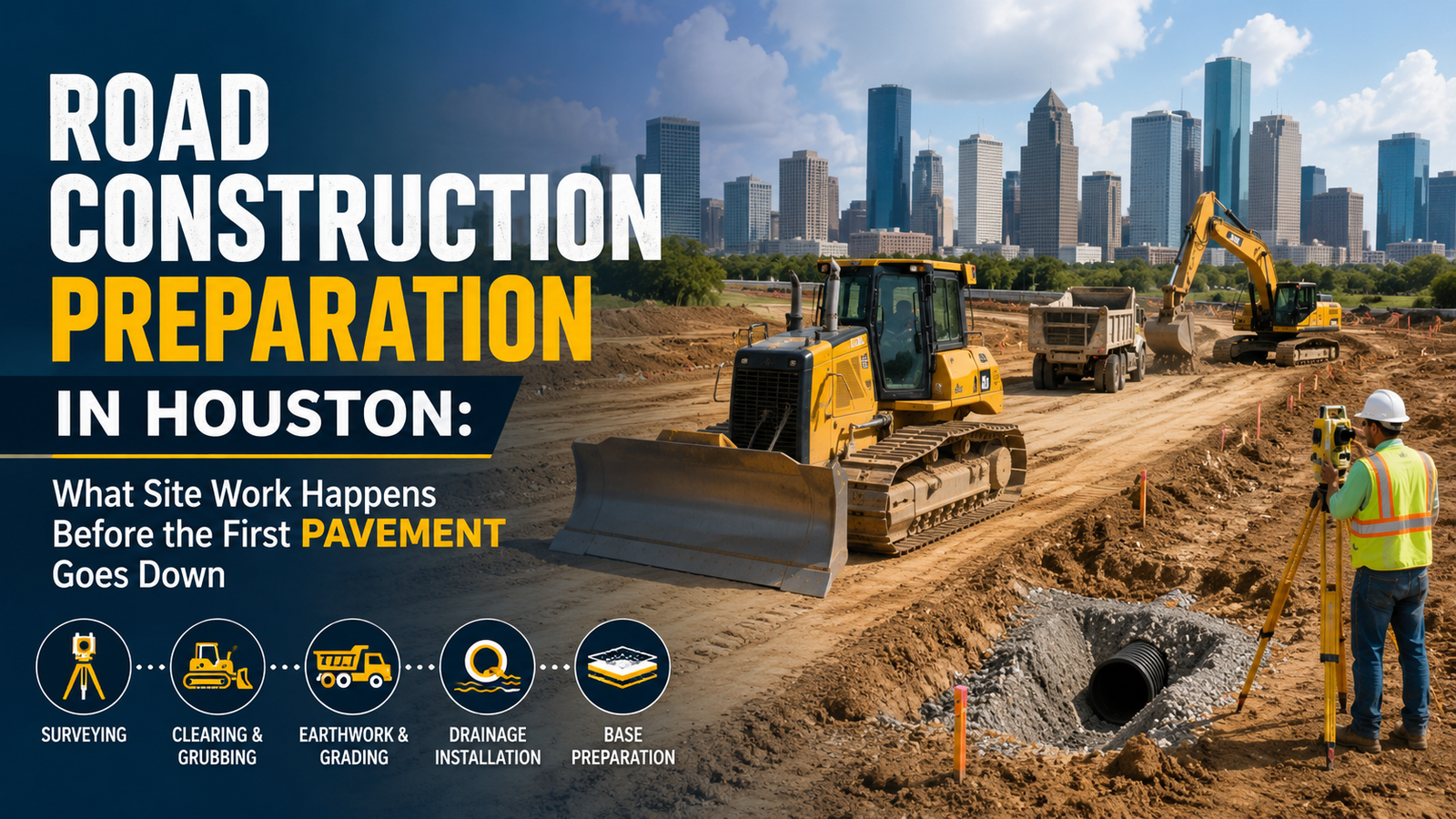 Road Construction Preparation in Houston: What Site Work Happens Before the First Pavement Goes Down